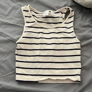 Juniors White striped crop top